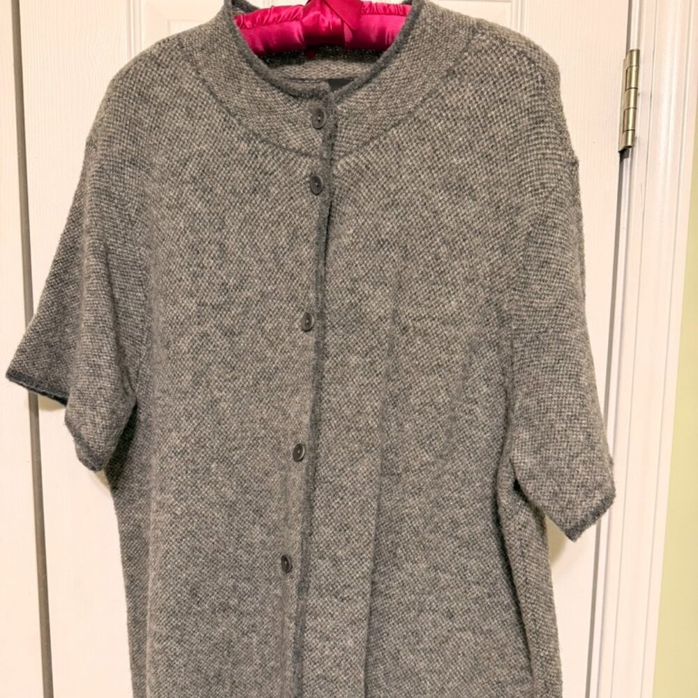 Eileen Fischer alpaca, merino wool blend short sleeve cardigan